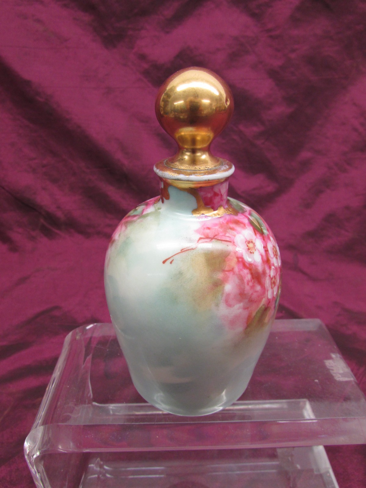 Antique GDA Limoges Pickard France hand painted floral perfume bottle Signed