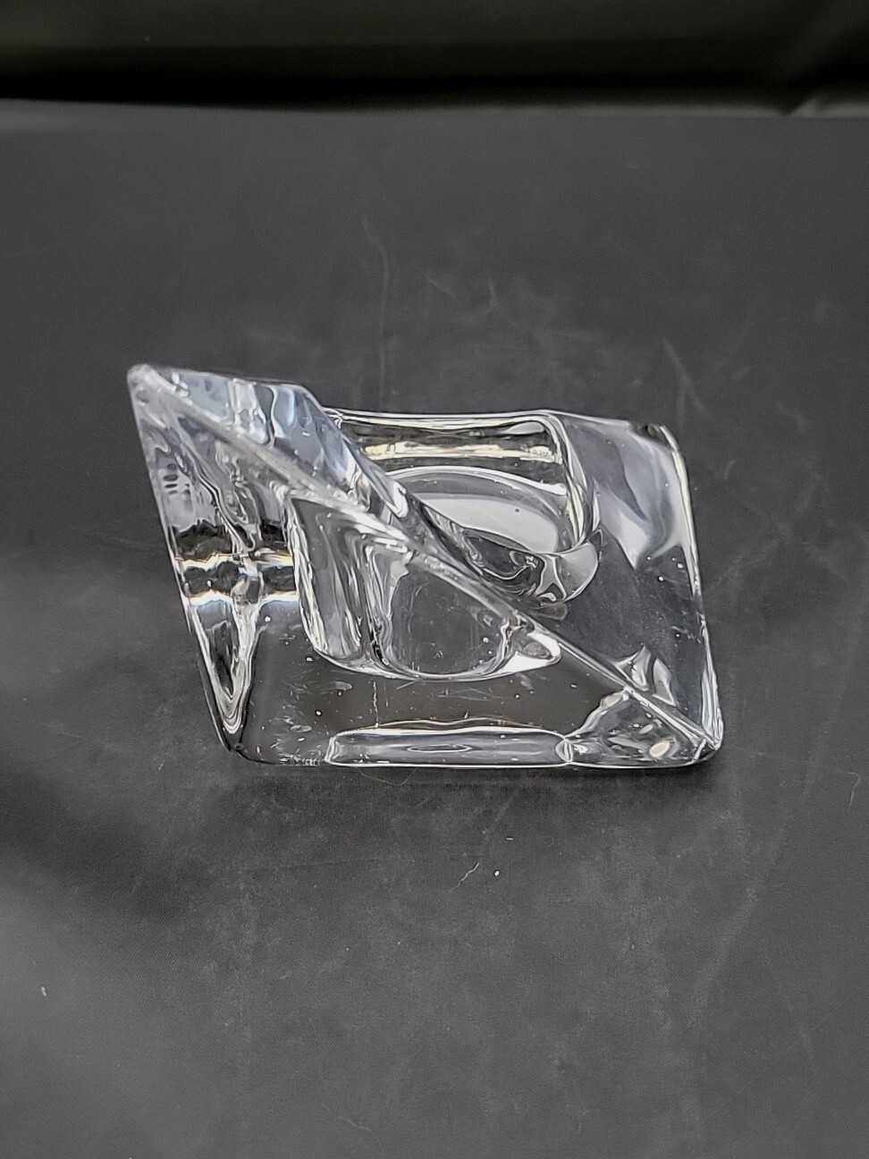 Nybro Sweden Ice Pyramid MCM Clear Crystal Votive Candle Holder Tord Kjellstrom