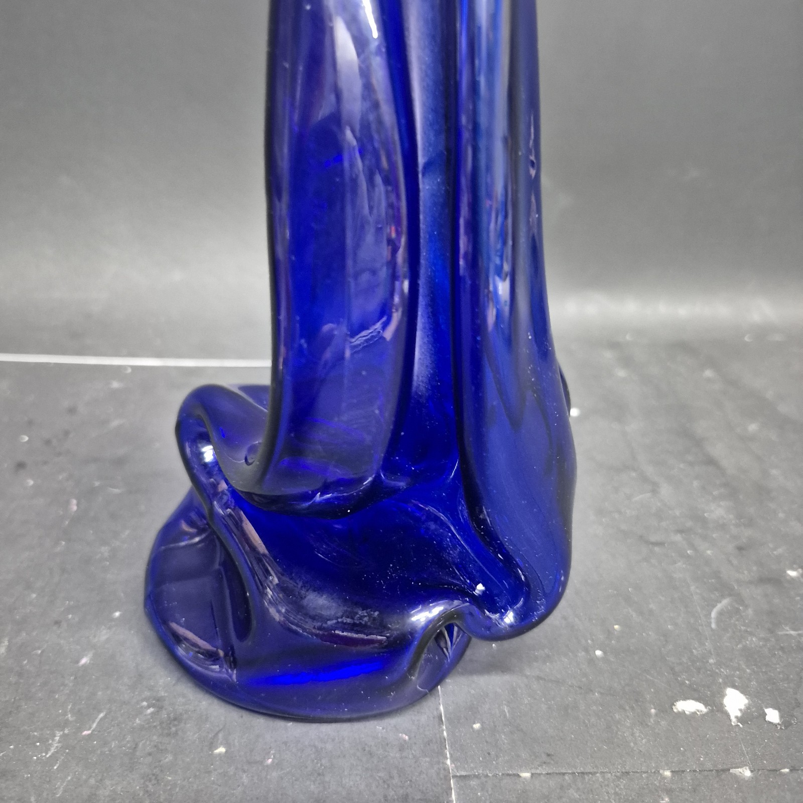 Vintage Hand Blown Cobalt Blue Phillips Milk Magnesia Bottle Art Glass Bud Vase