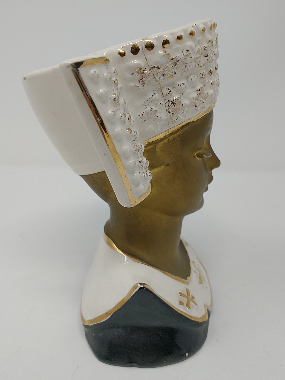 Vintage Royal Sealy Egyptian Queen Nefertiti Lady Woman Head Bust Vase, Cracked