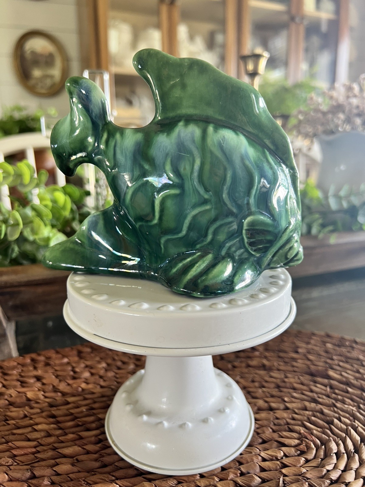 Rare Vintage Royal Haeger Green Blue Fish Ceramic Planter Glossy Finish USA R750