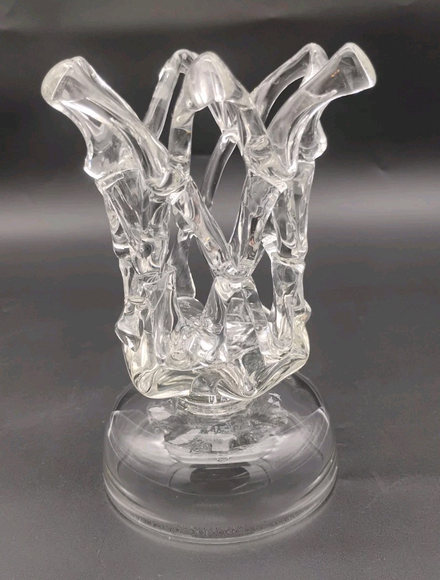 Murano Barovier Openwork Lattice Vase 1950’s MCM Height 6 3/4″ Italy