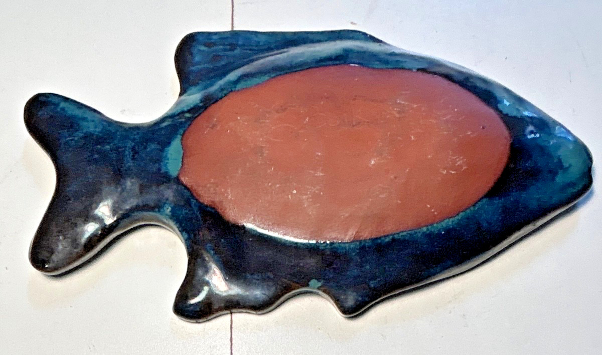 Unique Handmade Pottery Fish Platter Candy Dish By Laurie Berkson Spray CA