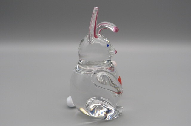 Vintage 1992 Zellique signed JM Unusual/One of a kind Art Glass Rabbit Figurine