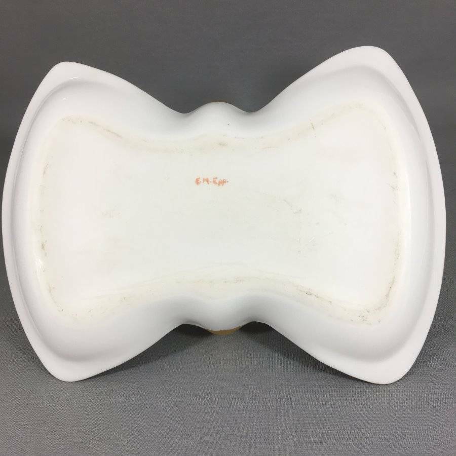 Vtg Handled Poppies Floral Basket Bon Bon Tray Candy Dish Hand Painted Signed