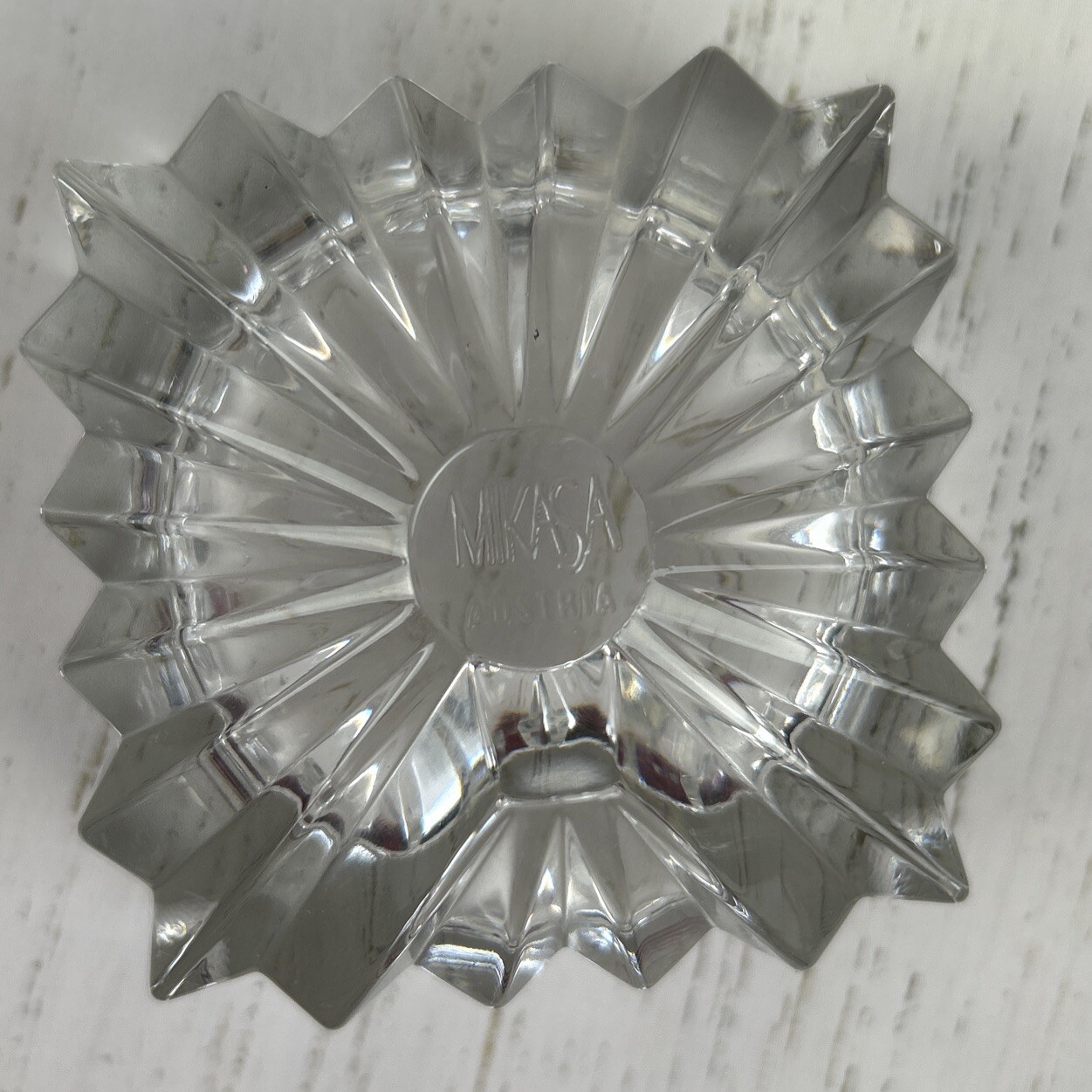 Vintage Mikasa Austria Lead Crystal Angled Candle Holder 3.5”