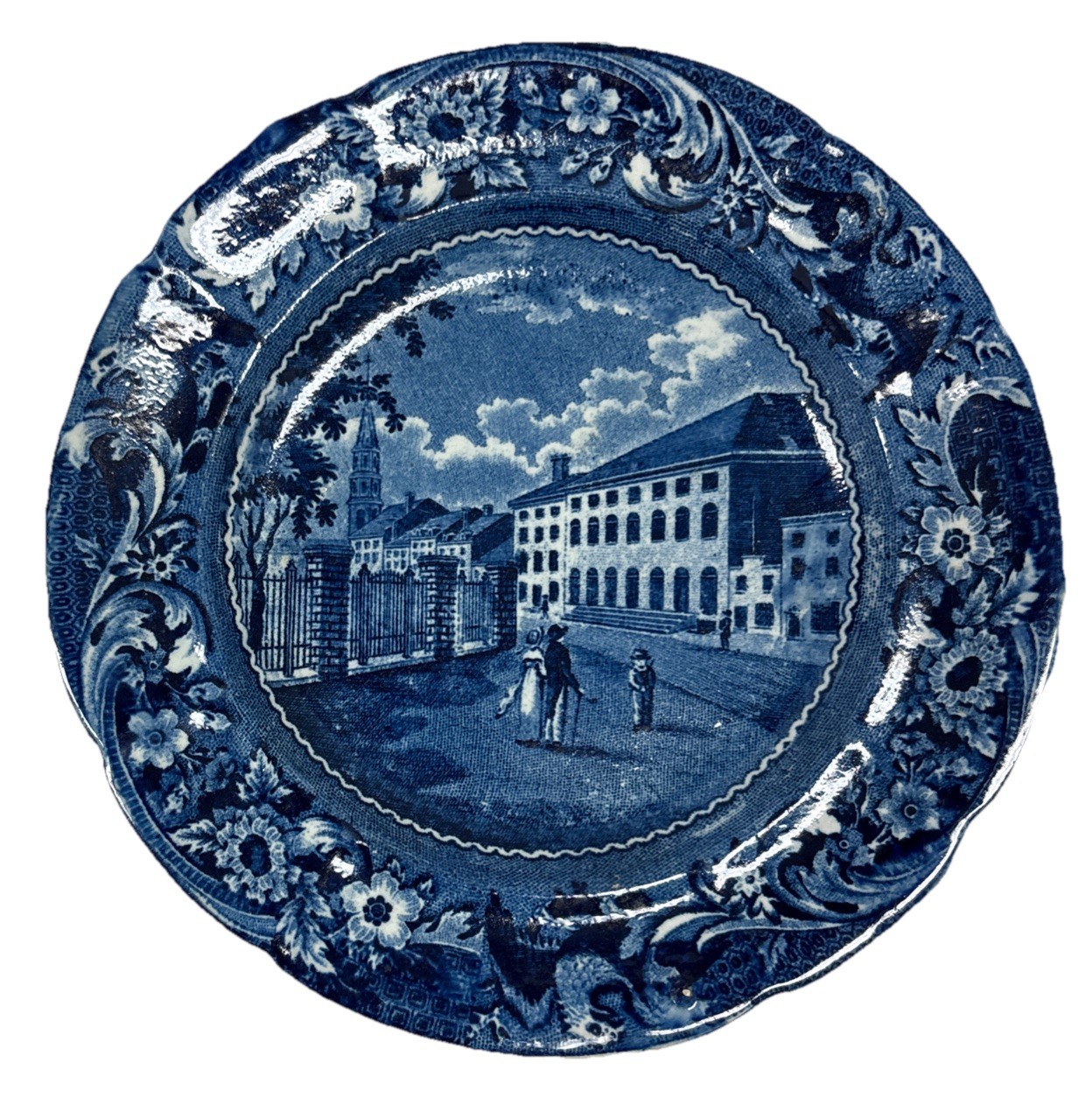 Rare 6 1/8” Park Theater New York Historical Blue Plate By (Joseph) Stubbs