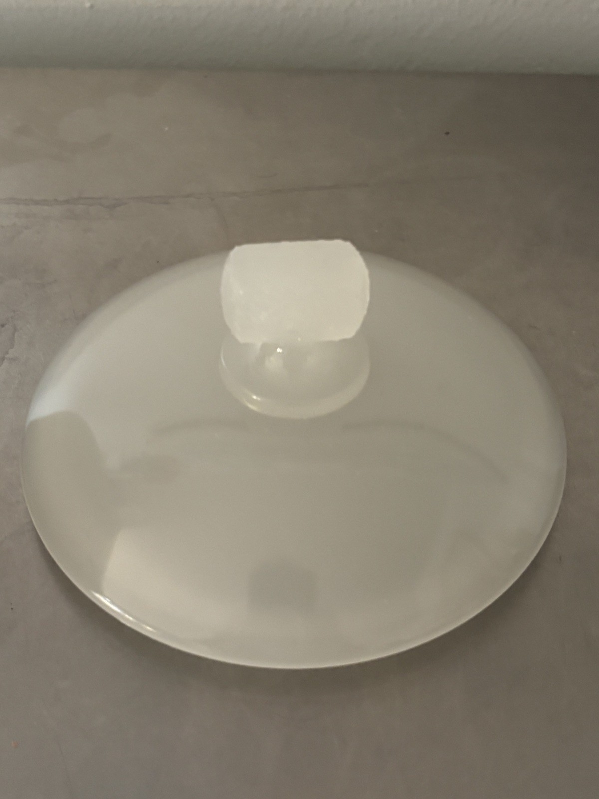 Antique Clambroth Opaline Covered Vanity Powder or Candy Dish Footed Flawed foot