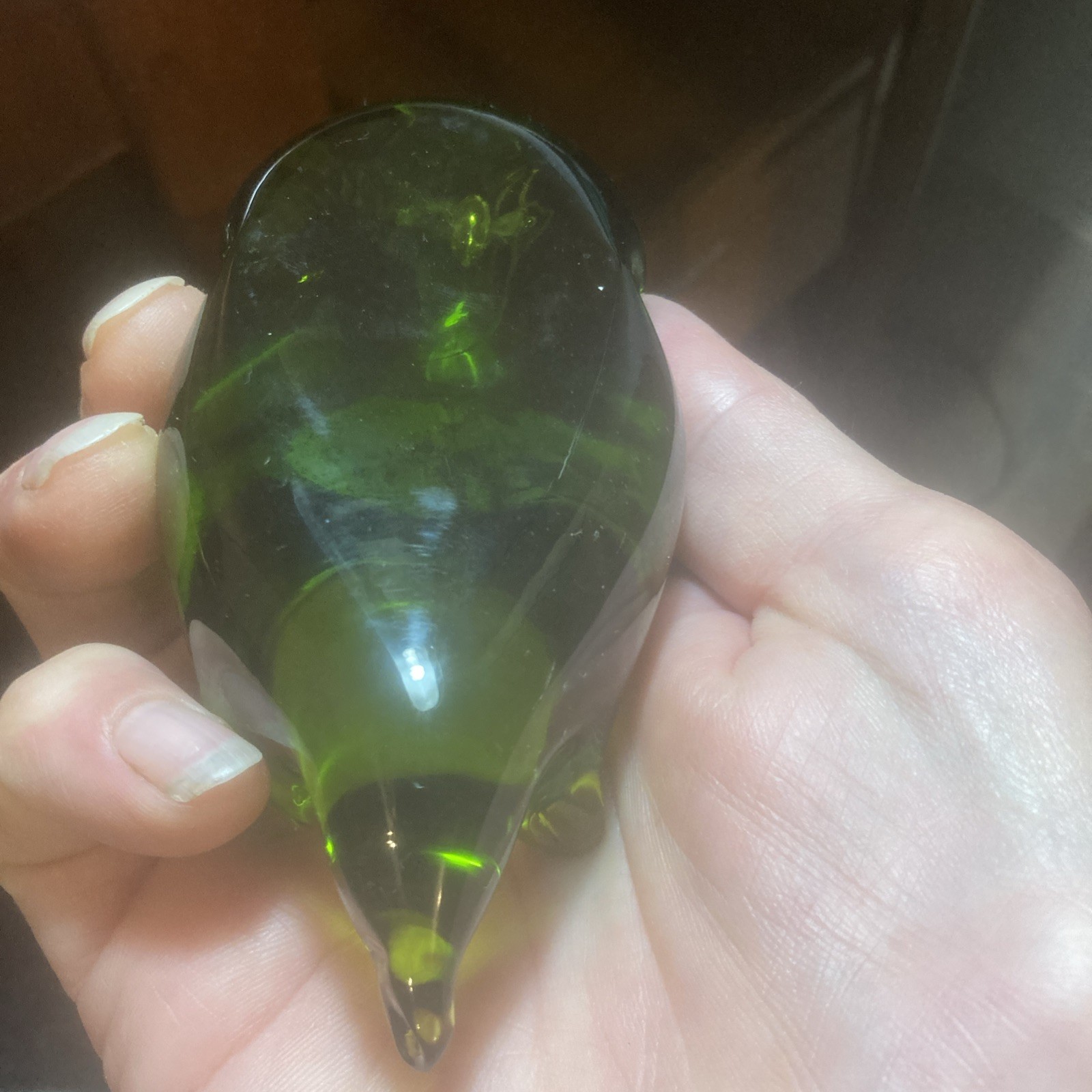 Viking / Rainbow #819 Green Glass Mouse Figurine Paperweight