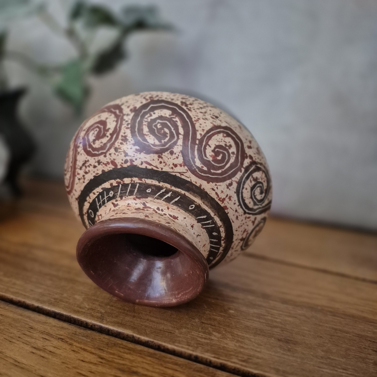 Vintage Guaitil Tribal Art Pottery Costa Rica Handcrafted Signed by Artist Vase