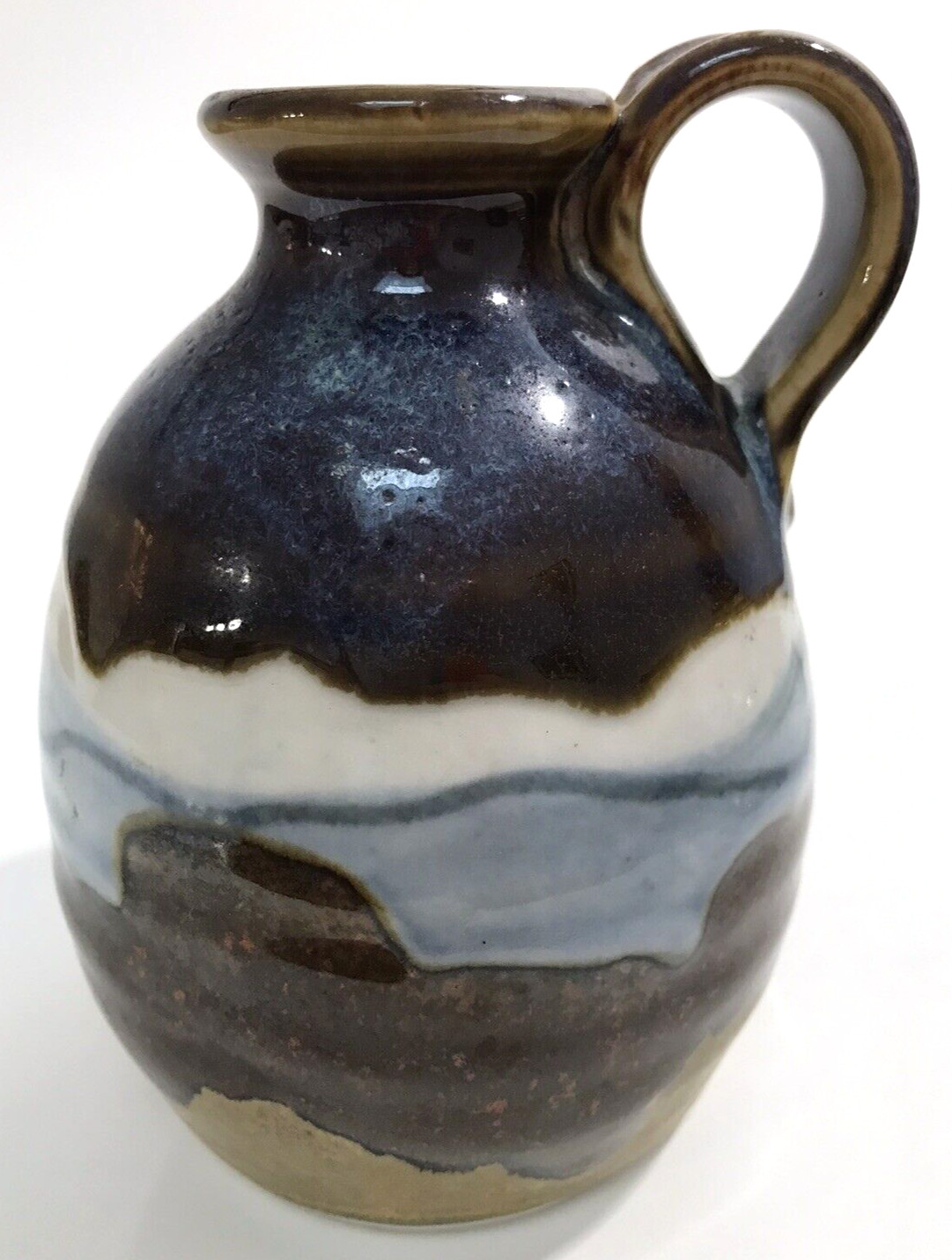 Studio Art Pottery Jug Vase 4.5 Inches Hand Crafted Signed 1985 Vintage