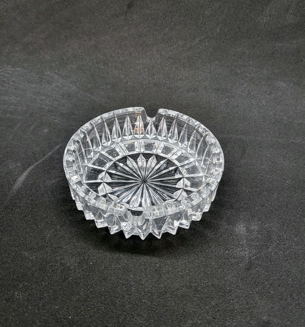 Vintage Round European Hand Cut Lead Crystal Ashtray West Germany-Excellent!