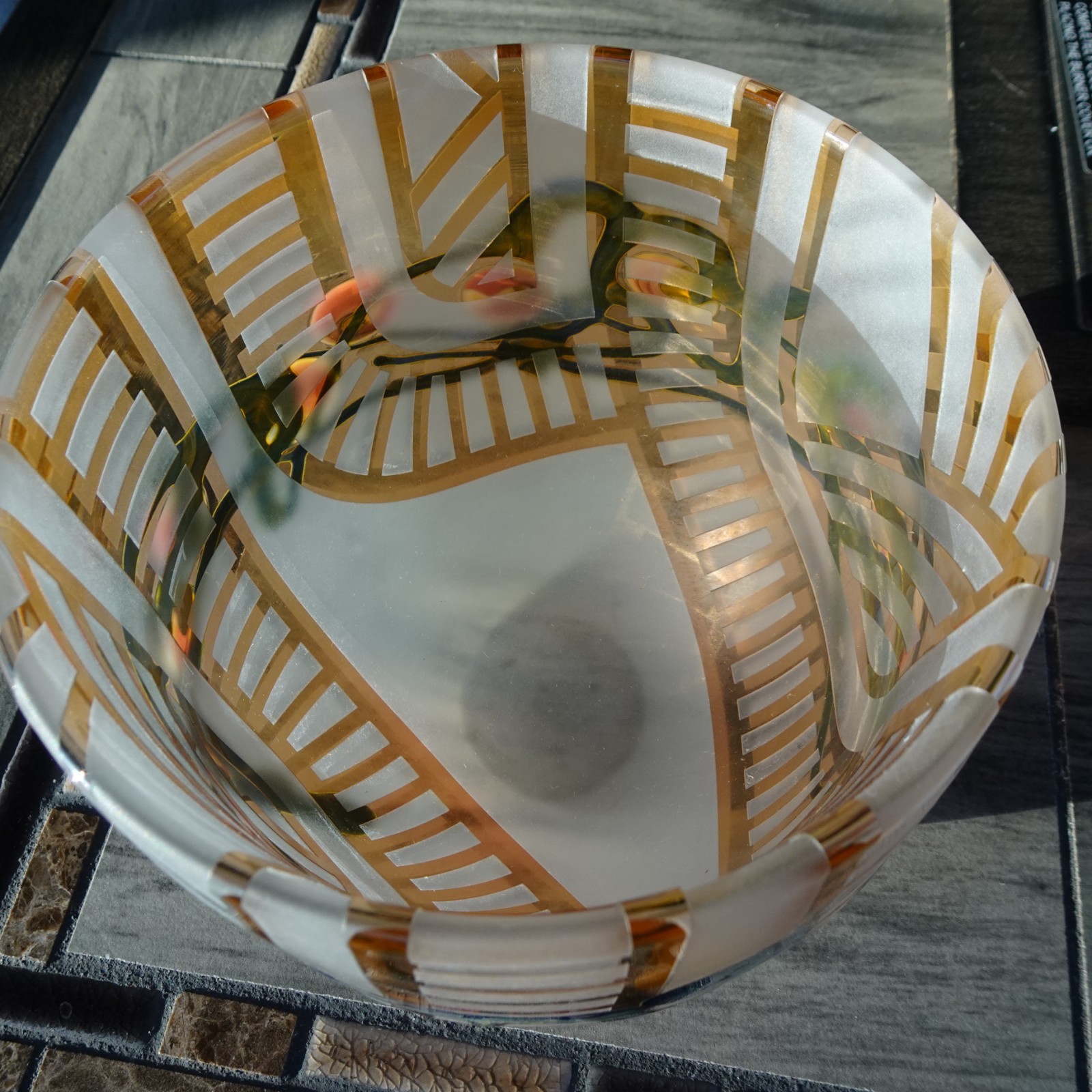 Rare Signed J. John Byron 1986 Cameo Carved Studio Art Glass Murrine Bowl Vase