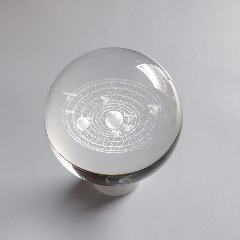 3D Crystal Ball Glass Ornaments Paperweights Home Decor Gift With Base 79.5mm