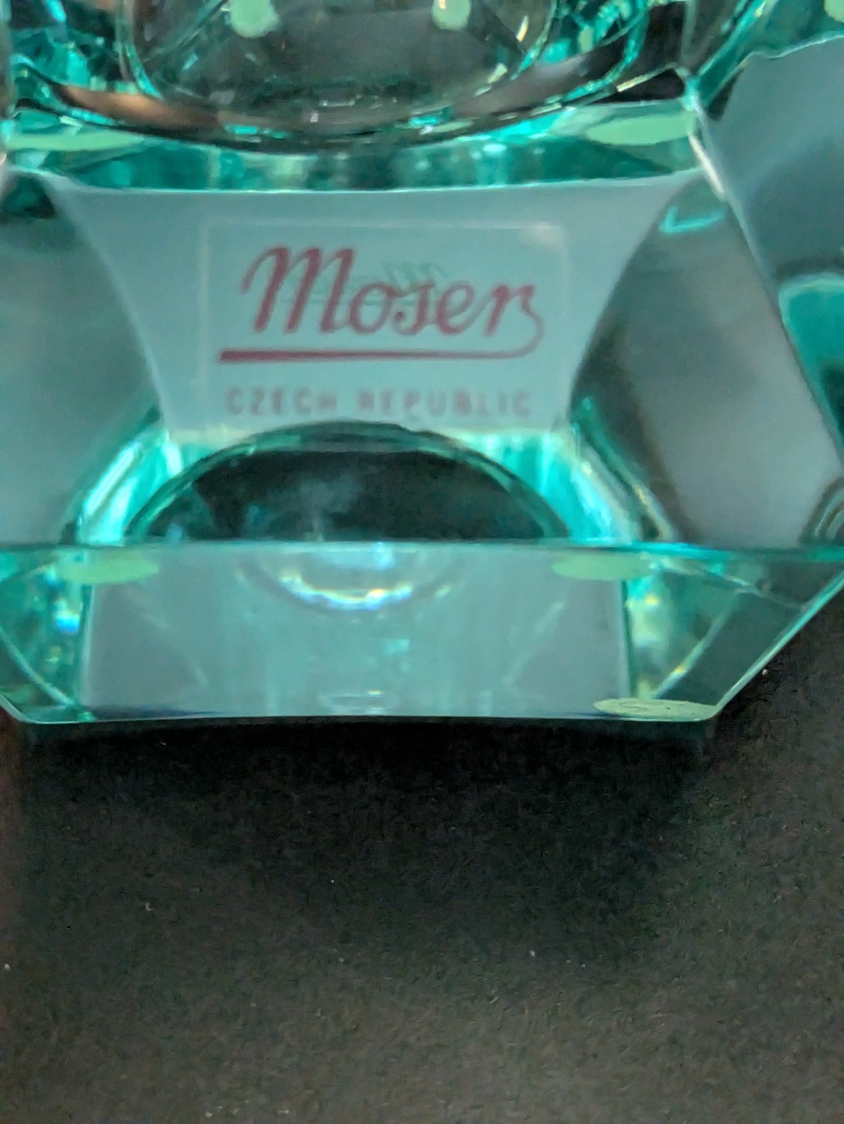 Large Moser Unity Vase Beryl/Turqoise 9 in 22 cm Hand Cut