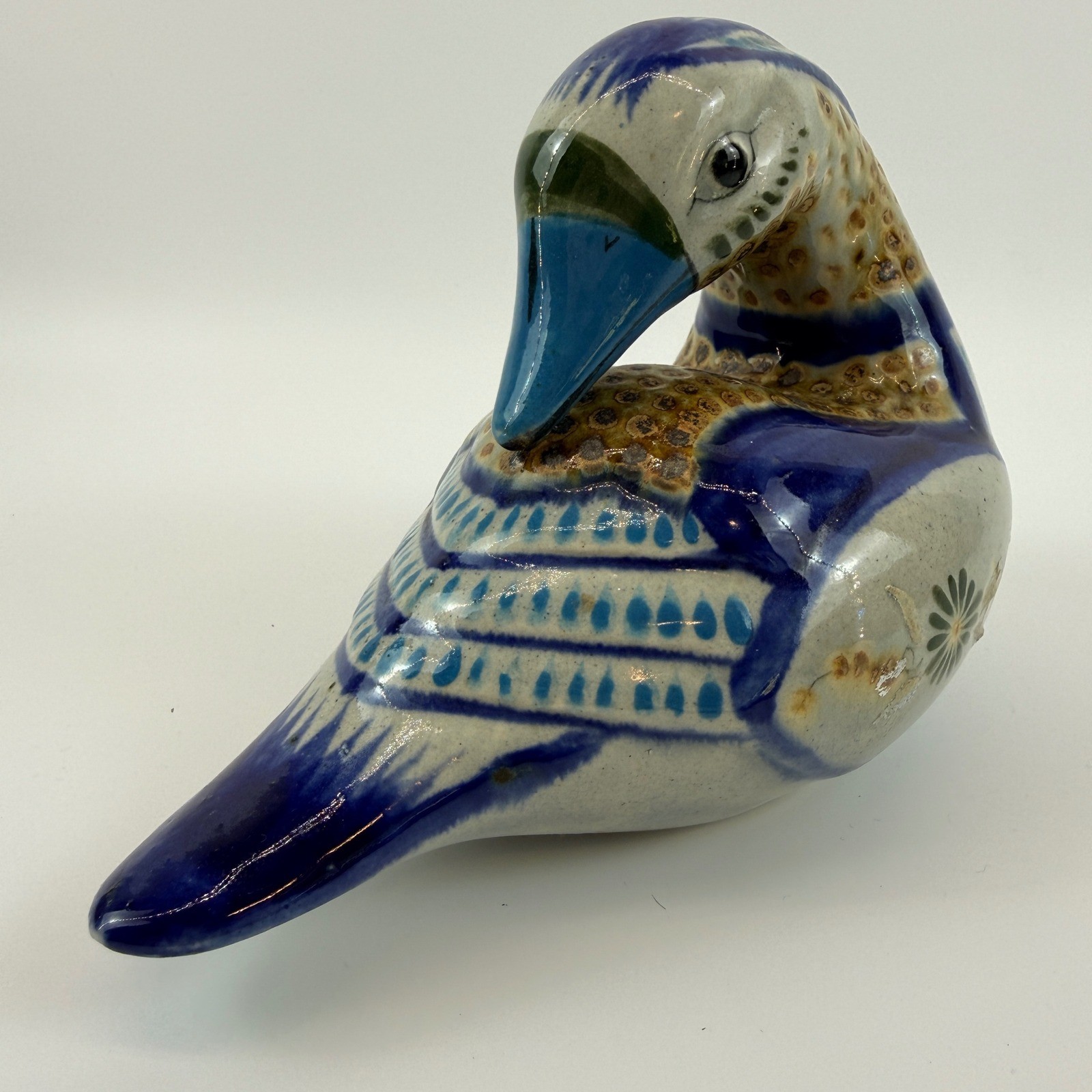 Ken Edwards Tonala Pottery Duck Signed Francisco Martinez Snail FM