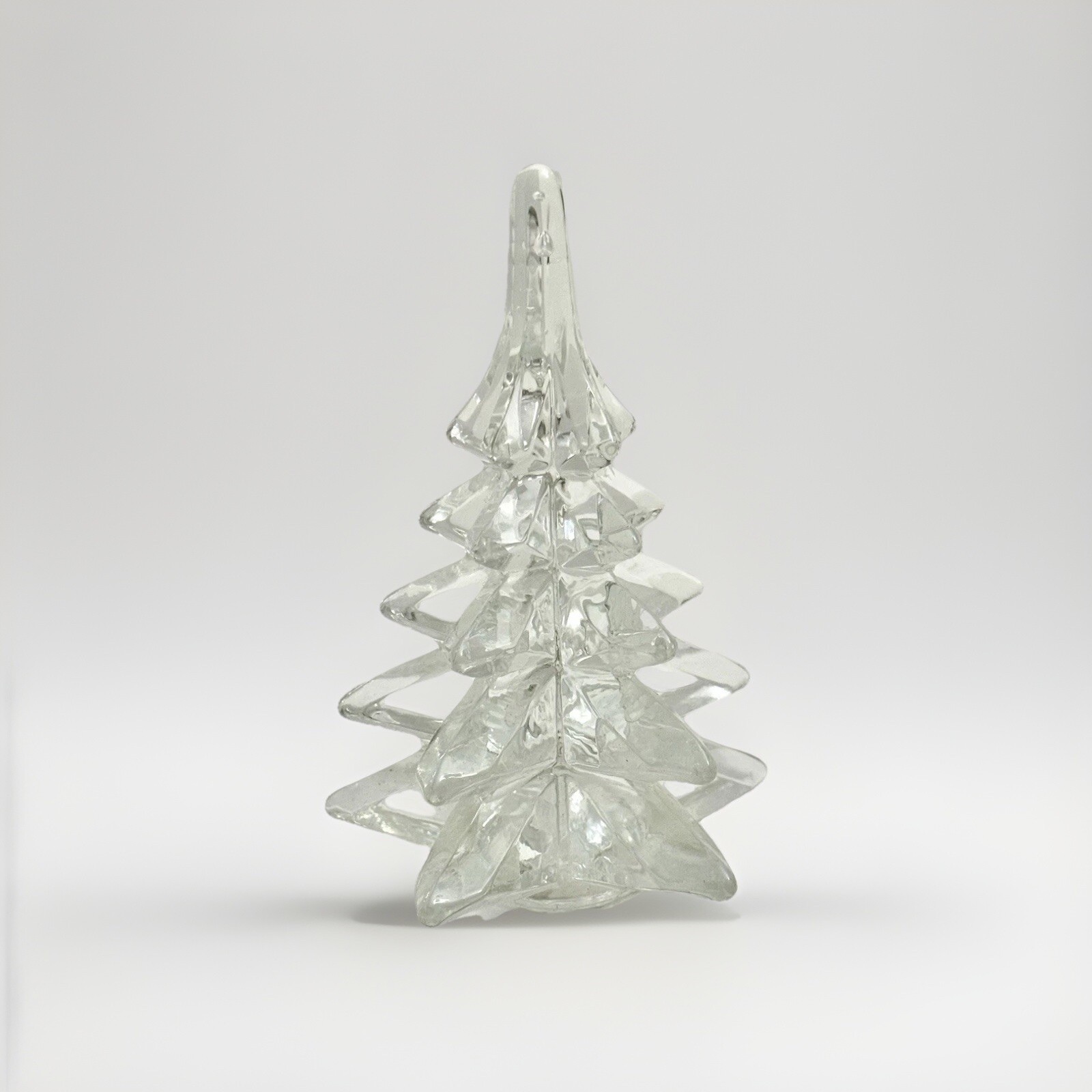 Clear Pressed Art Glass Christmas Tree 5” Figurine Sculpture Heavy Paper Weight