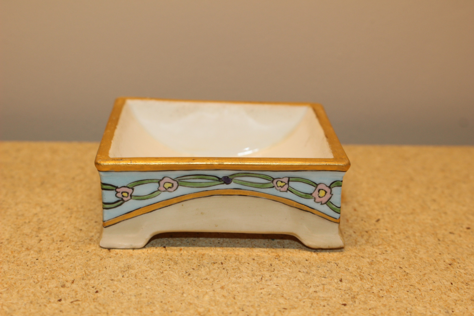 ANTIQUE 1910 LIMOGES FRANCE HAND PAINTED ART NOUVEAU TRAY W/CANDLESTICK&PIN DISH