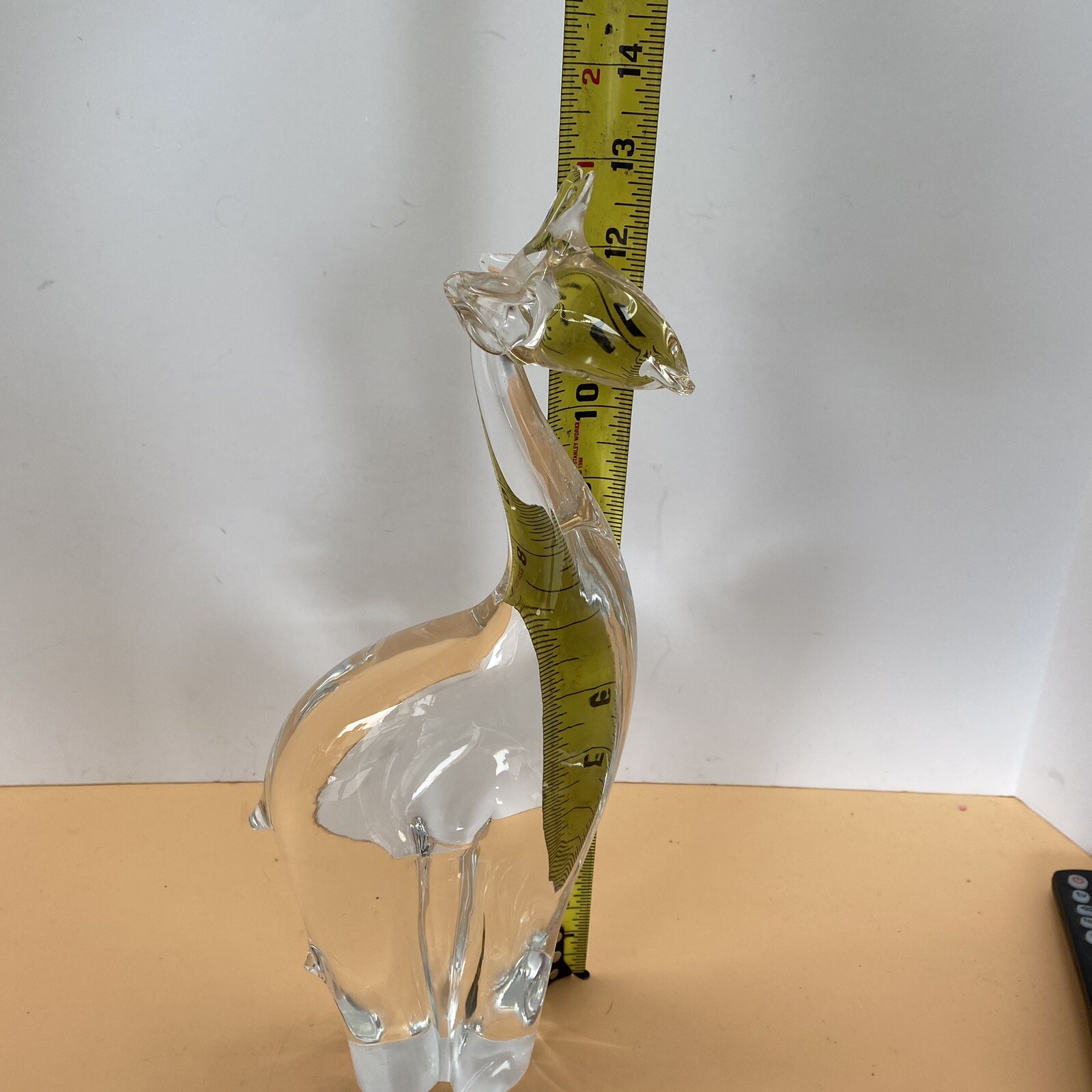 Glass Art Giraffe Figurine Display Piece 13” Tall Hand Blown Unique Zoo Animal