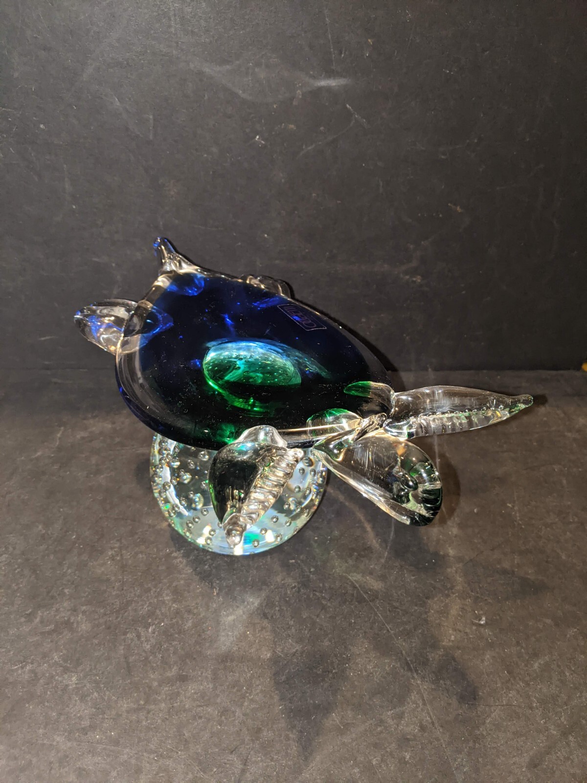 Oggetti Murano Turtle Tortoise blown glass paperweight figurine approx 4″H × 8″W
