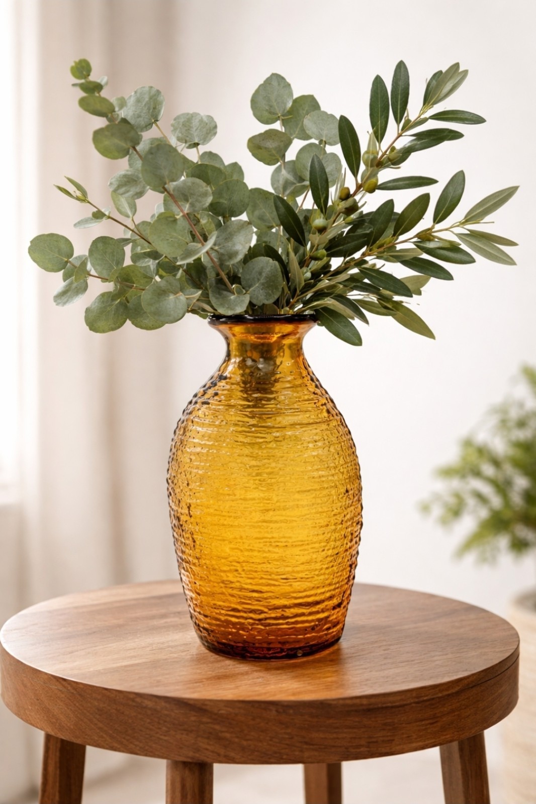 Blenko Strata Small Amber Textured Art Glass Vase 2135S 7.25″ Hand Blown MCM USA