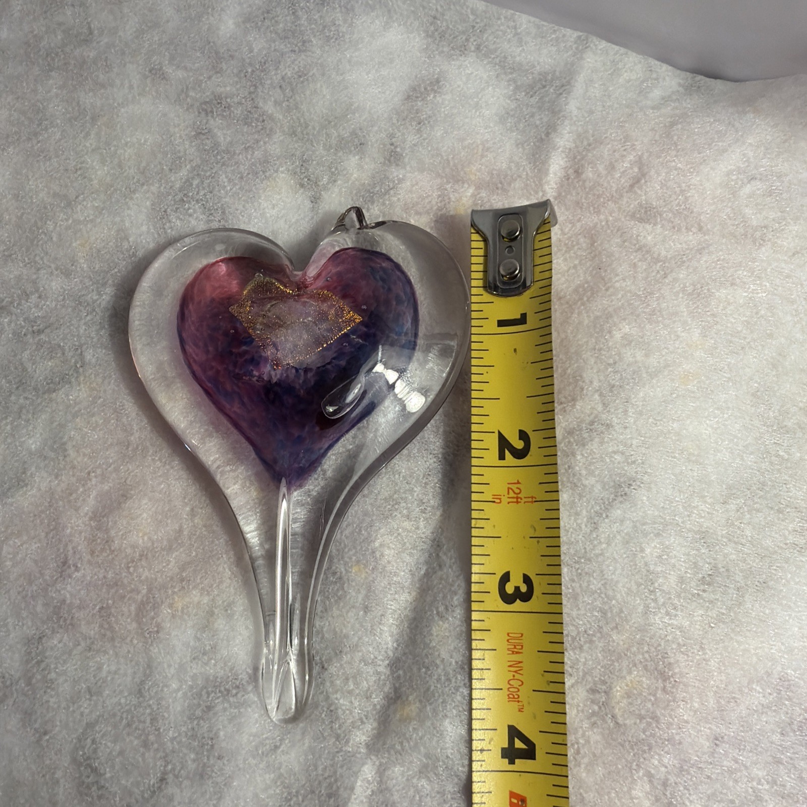 Luke Adams Studio Art Glass Heart Ornament Hand Blown Glass Signed