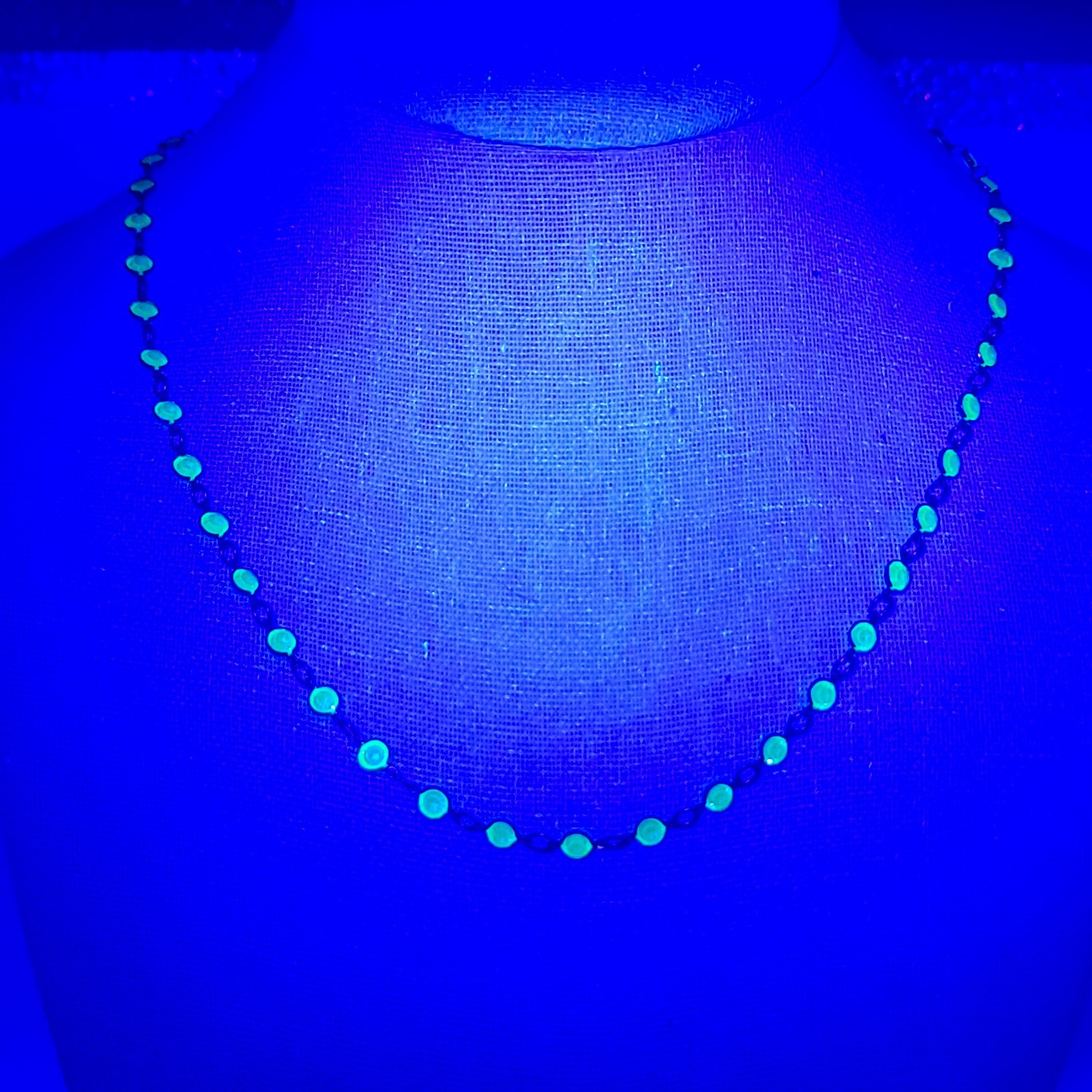 Dainty Uranium Glass Necklace Riviere Green Faceted Gold Tone