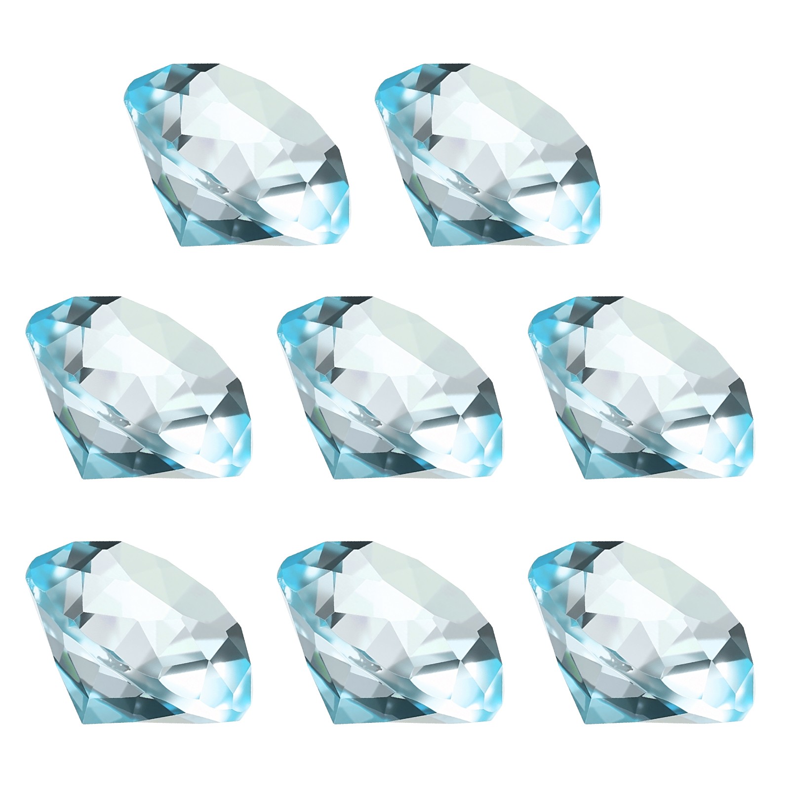 8 Pcs 30mm / 1.18 Inch Diamond Crystal Paperweight, Lake Blue