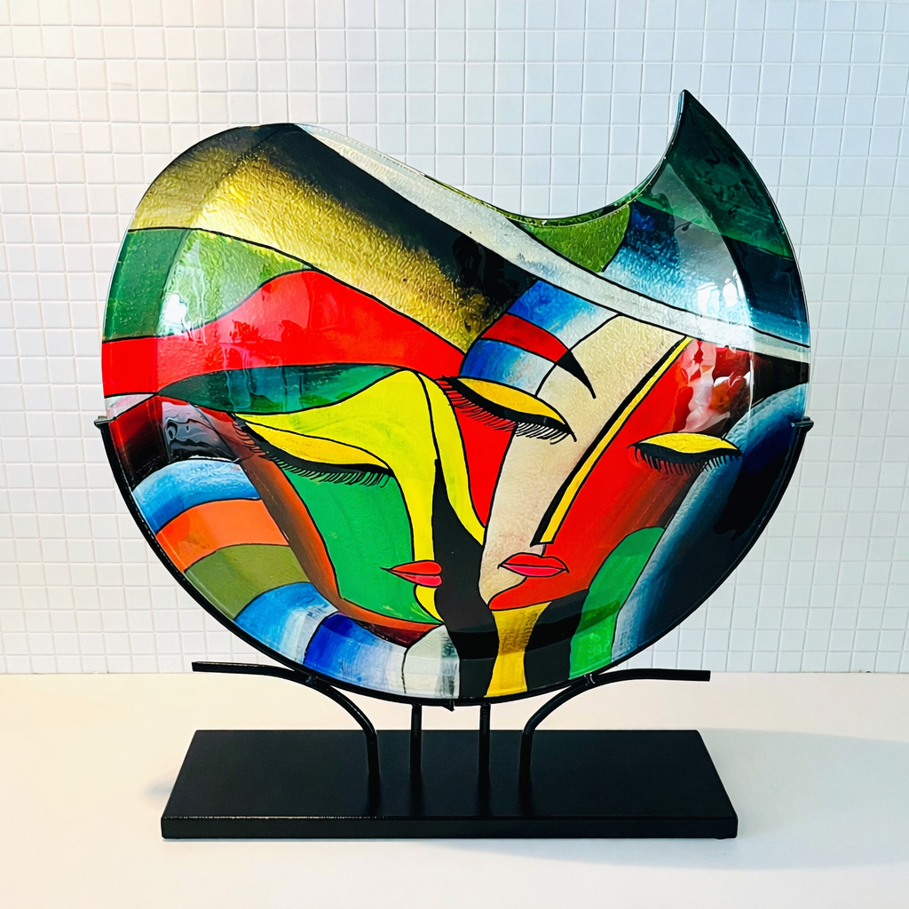 Murano picasso Style Vase with color Design ABSTRACT GLASS brand new ART 50 cm