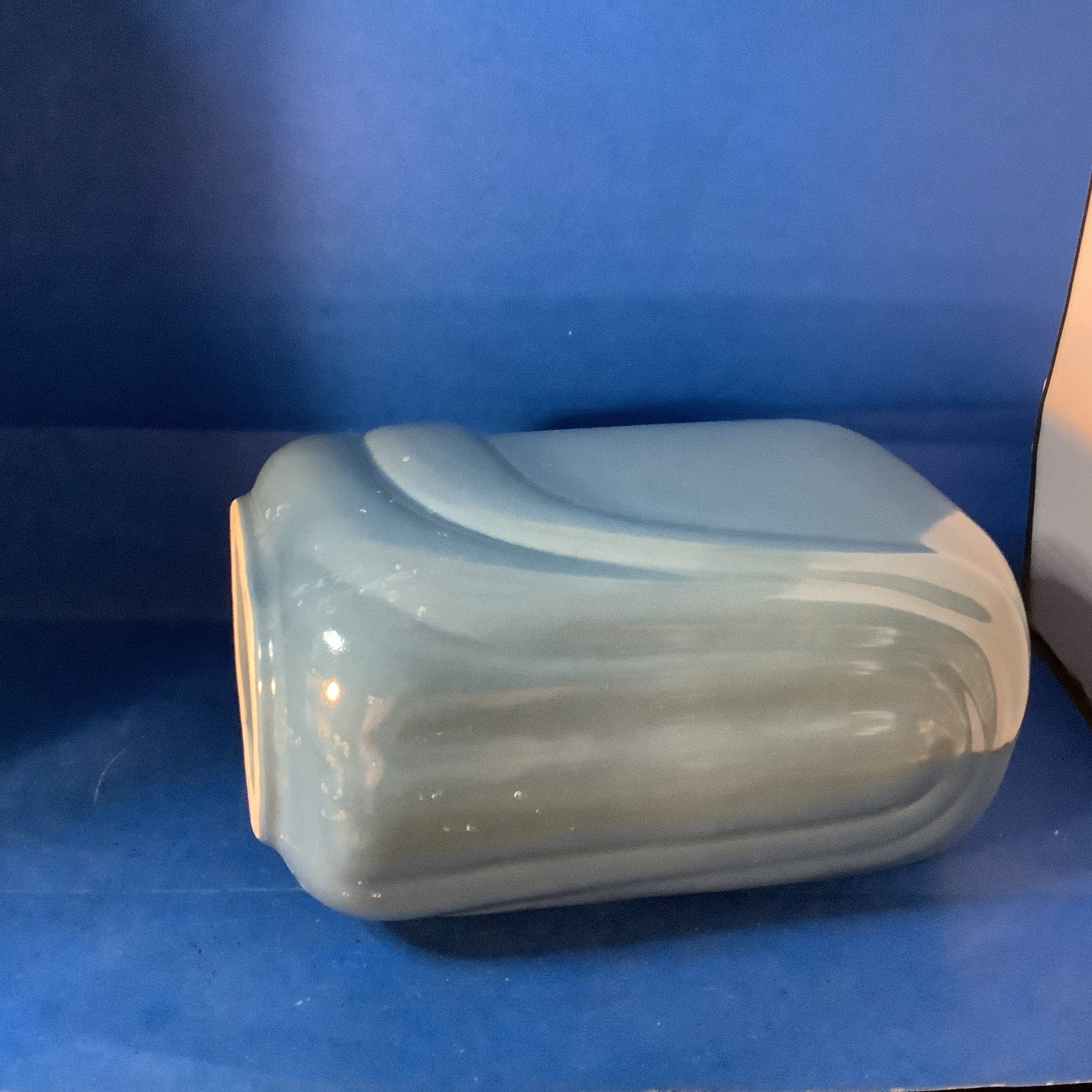 Vintage Blue Pottery Tall Vase Art deco Home Decor 10.5in