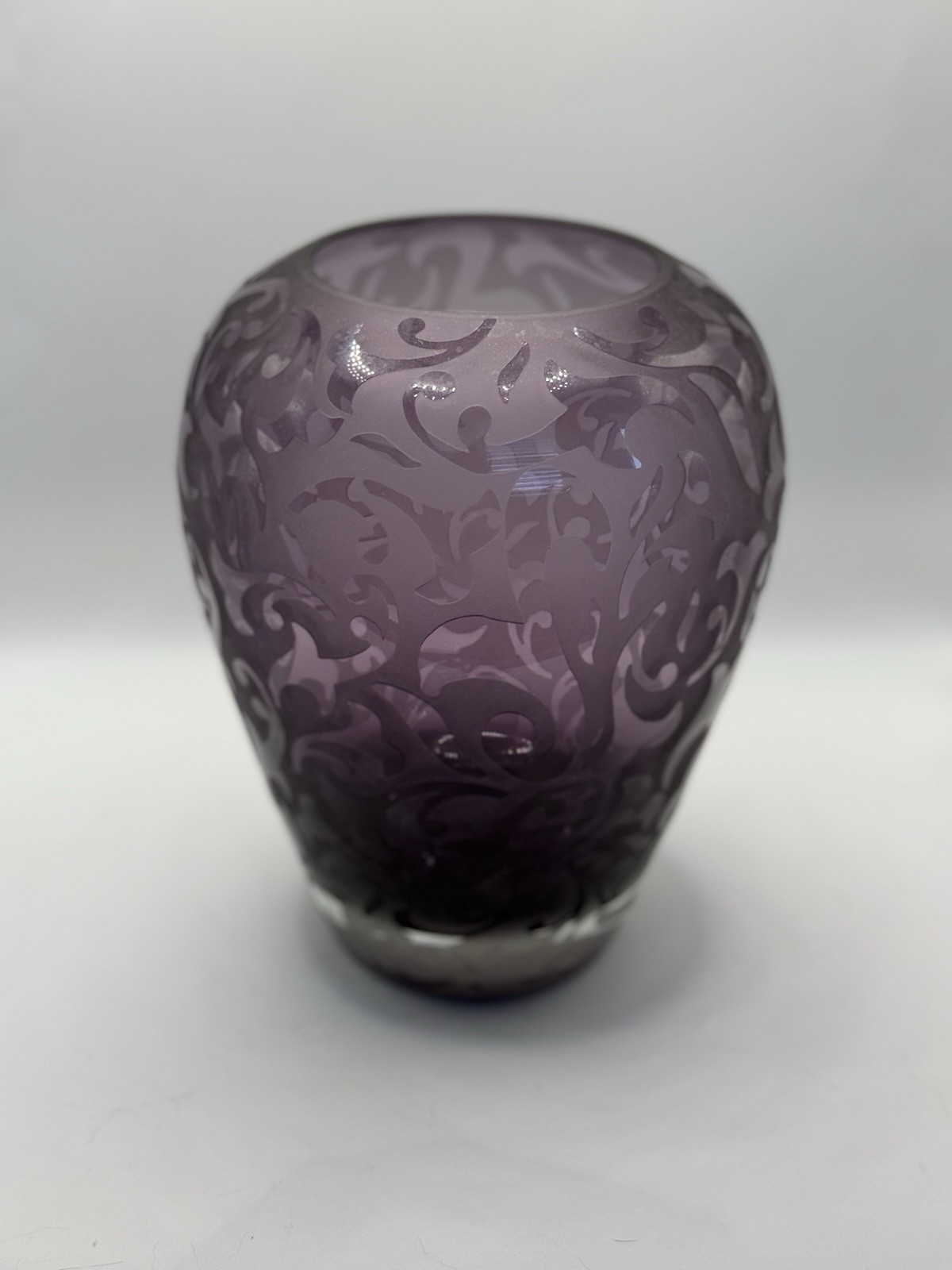 Signed Micheal Weems Acid Etched Amethyst Vase