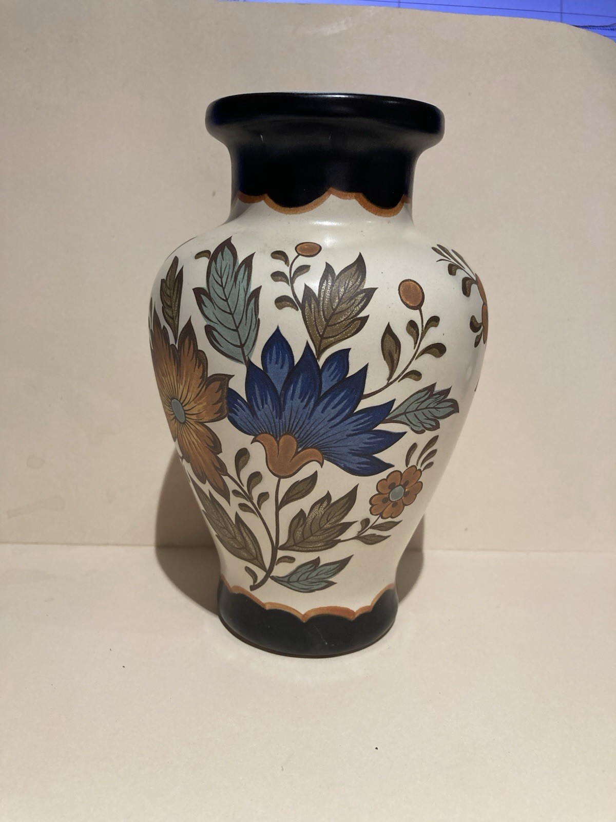 Vintage Flora Gouda Plateel Holland Handwerk Vase #431 Dutch Ex Cond