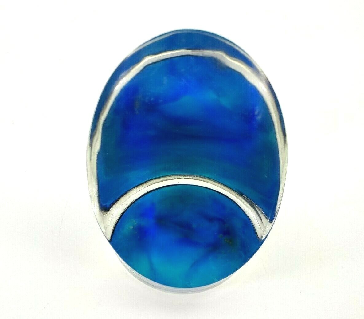 Cylindrical Cut Plastic Paperweight Blue Reflections Decor Desk Art