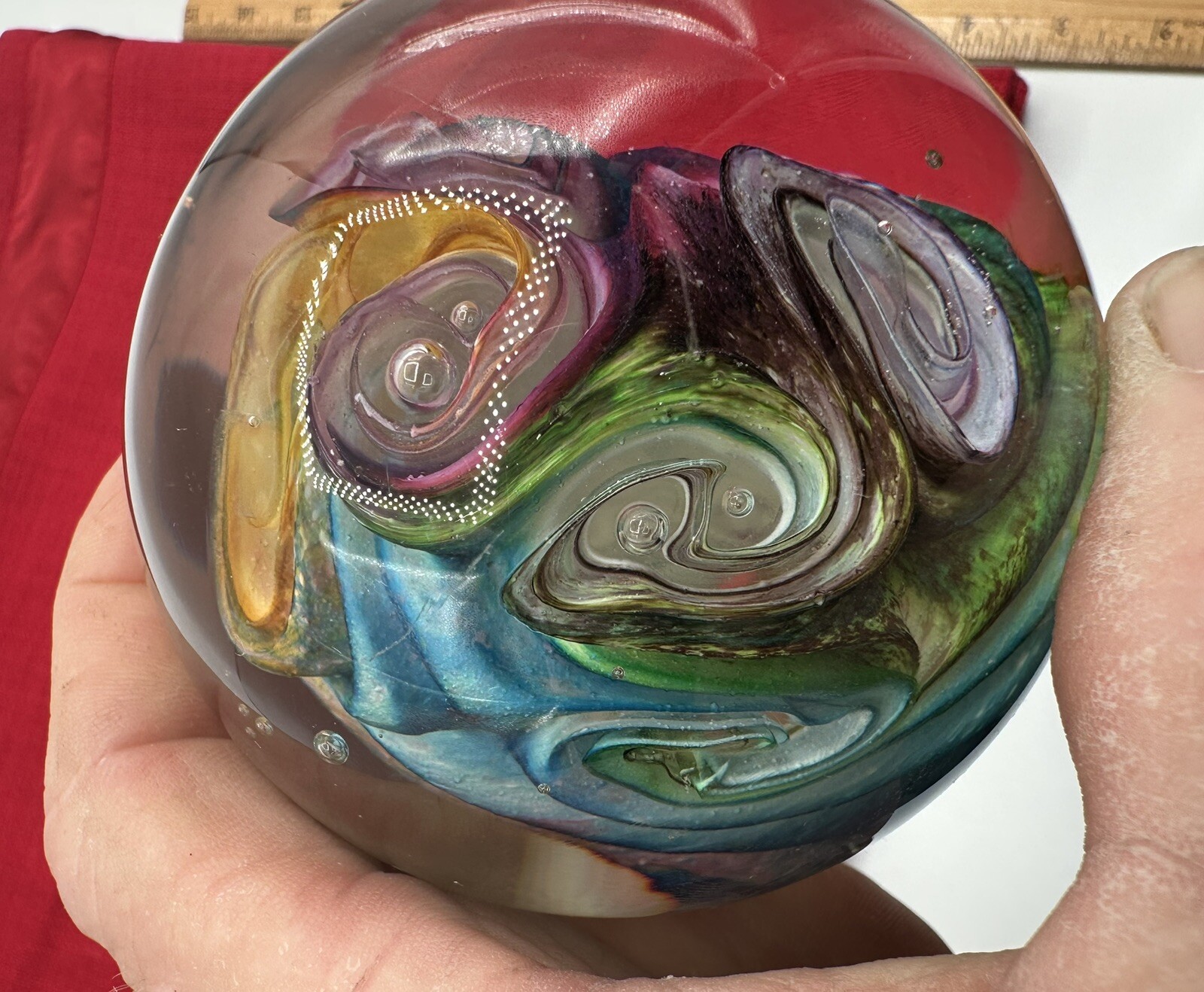 BEAUTY!!! Art Glass Swirling “COSMOS “ Paperweight