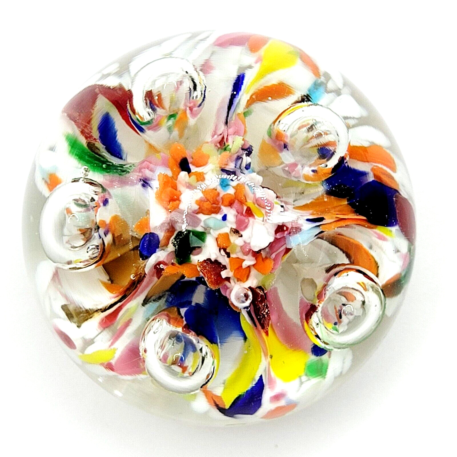 Maude Bob St Clair Colorful Art Glass Paperweight Control Bubbles 1975 Signed