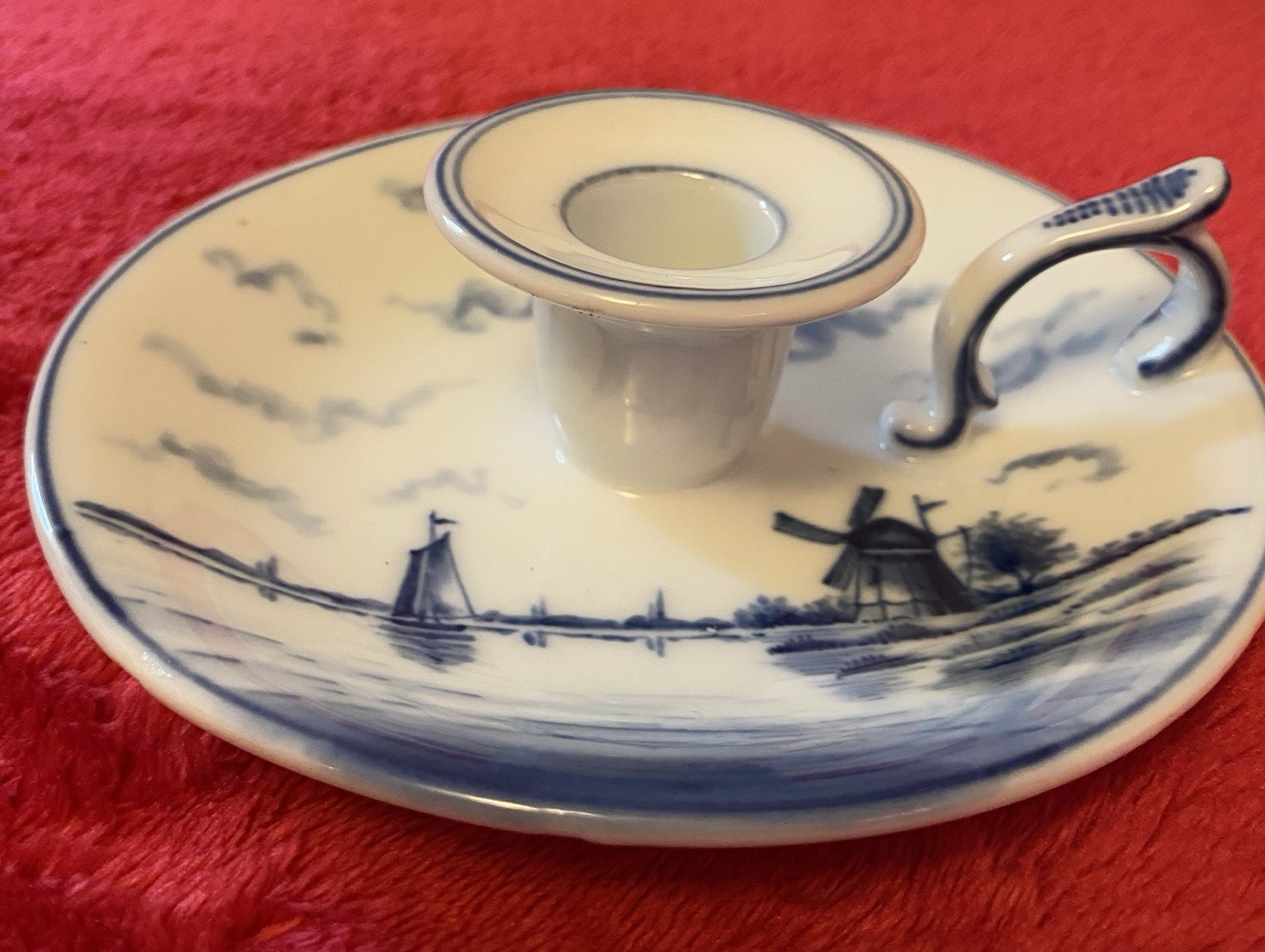 VTG Delft Blue Windmill Candle Holder Made In Germany