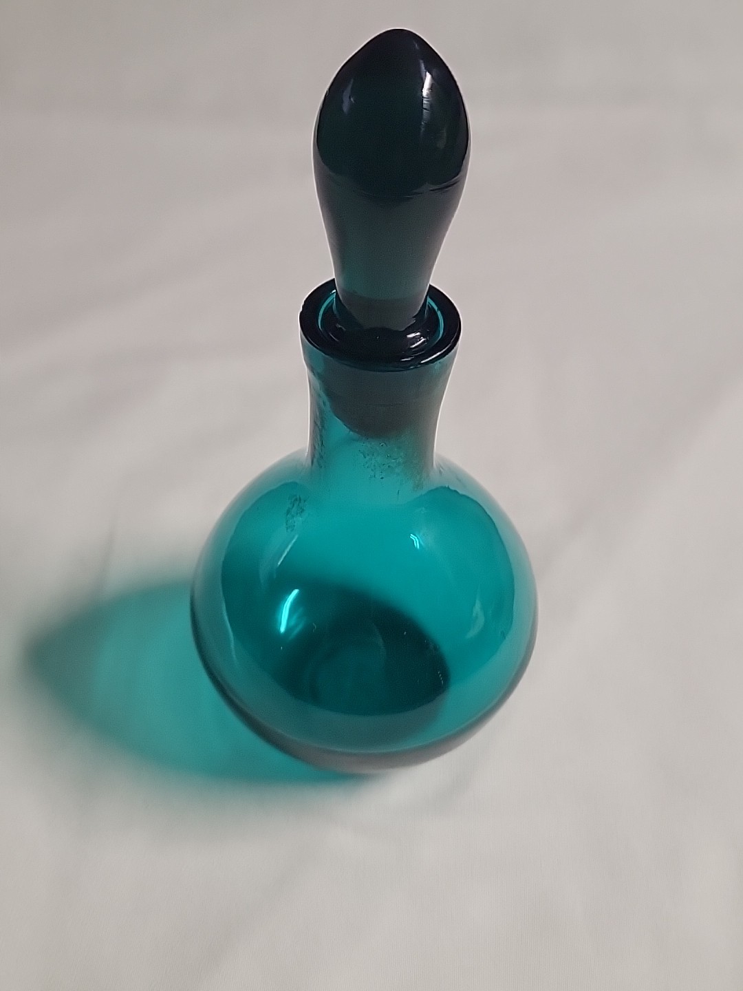 Vintage Decanter Bottle Stopper Light Blue Perfume Art Glass beautiful color