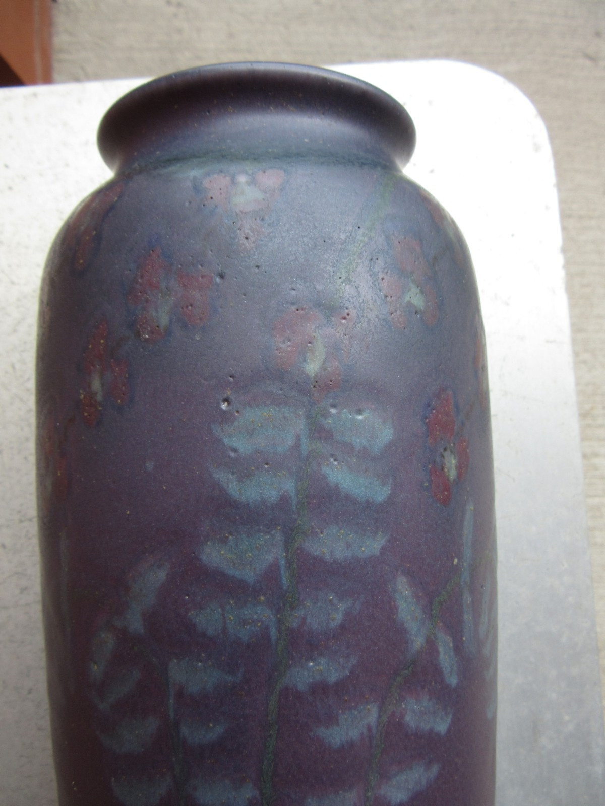 Rookwood Matte Purple 12 1/2″ Red Floral Vase 1921 Louise Abel