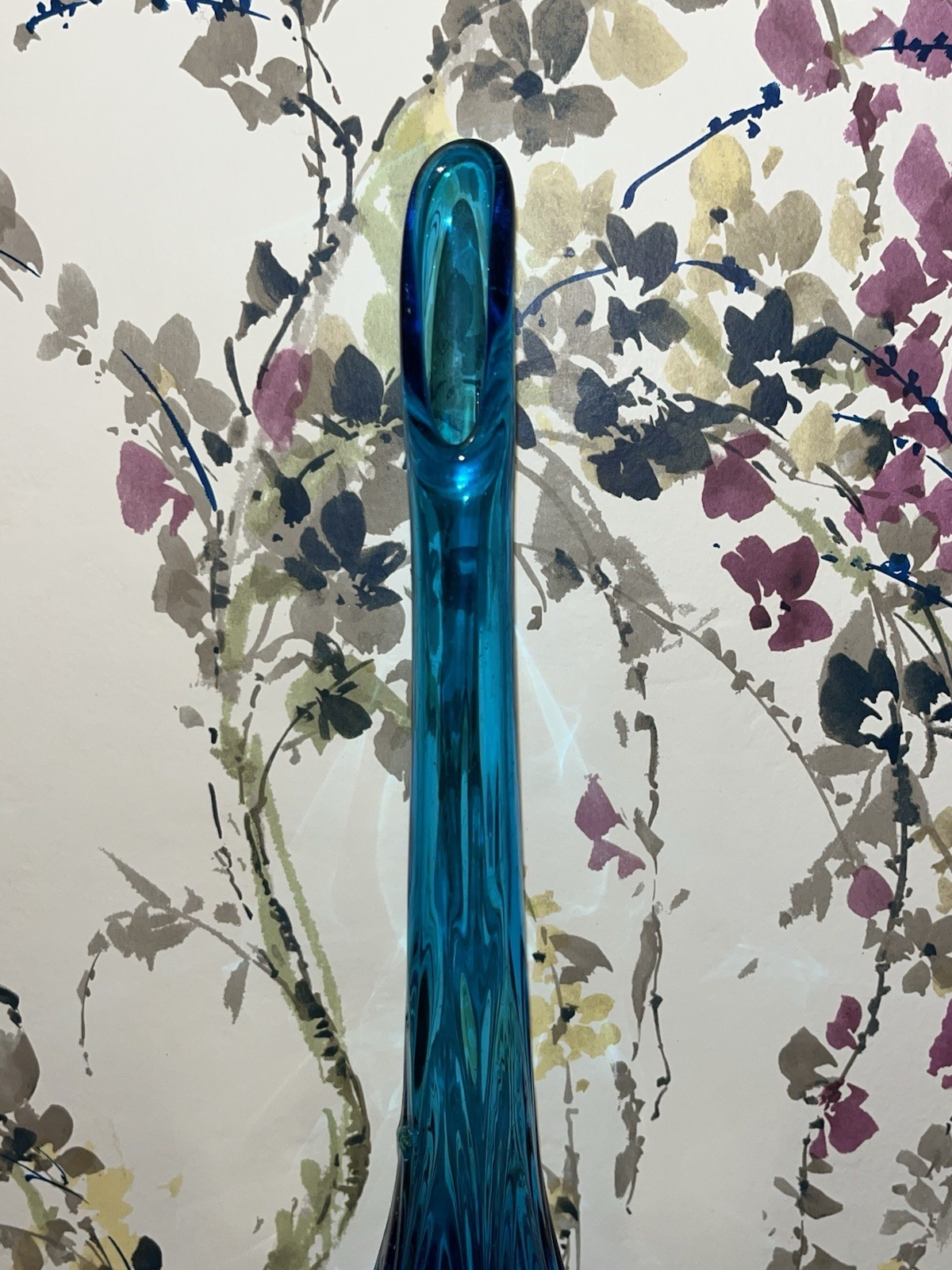 Vtg 1960’s L.E. Smith 16” Blue Moon And Stars Swung Vase With Manufacturing Flaw