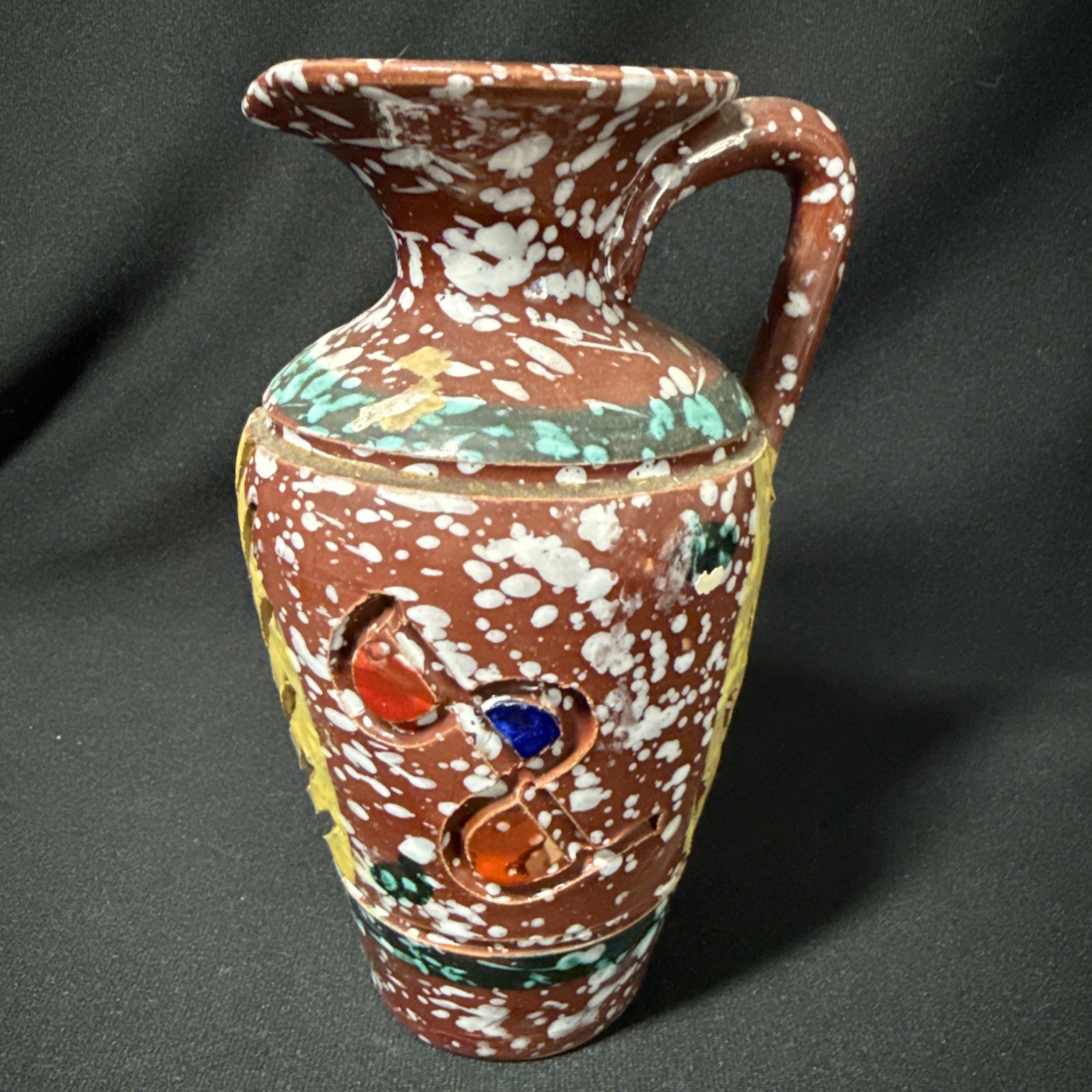 Vintage MCM Bitossi Style Art Pottery Ewer Vase Redware 7.5” An Italian Beauty