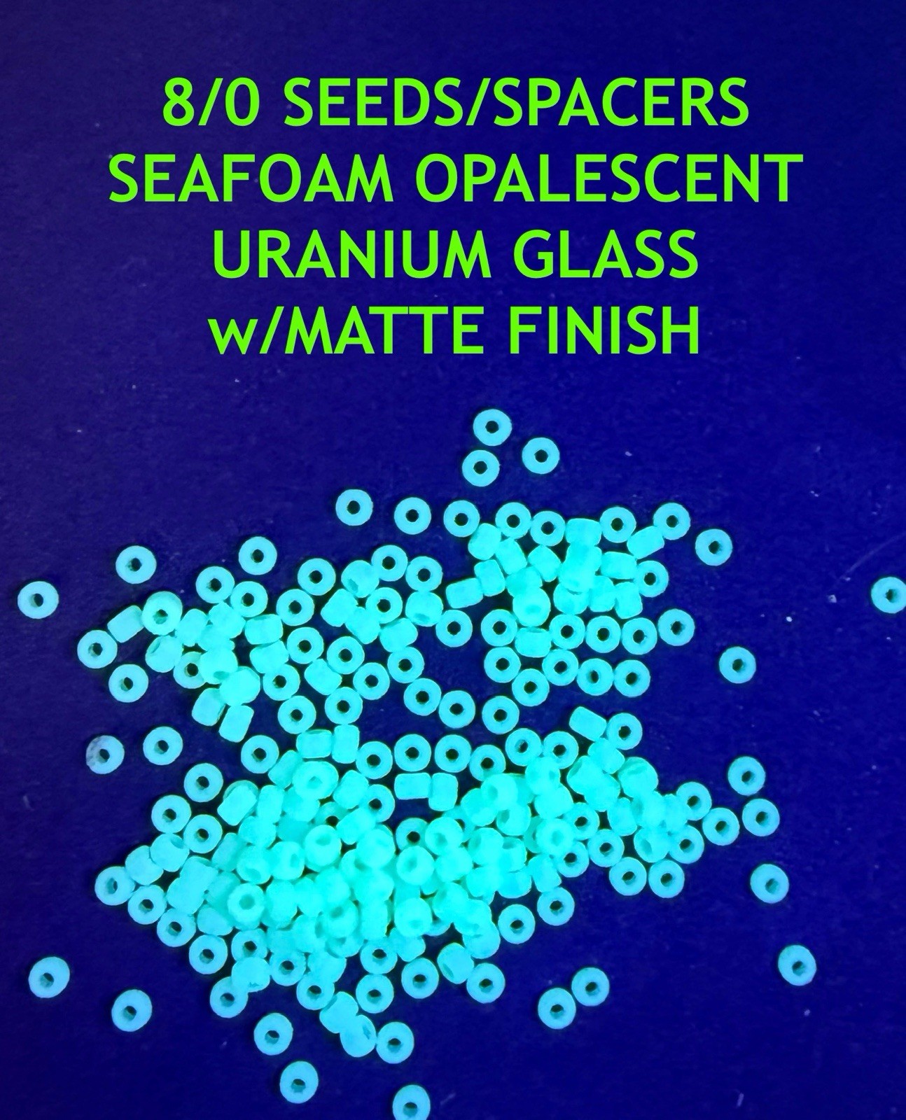 50 Pcs 3.2mm (8/0) Matte SEAFOAM Green OPALESCENT VASELINE/URANIUM Glass Beads