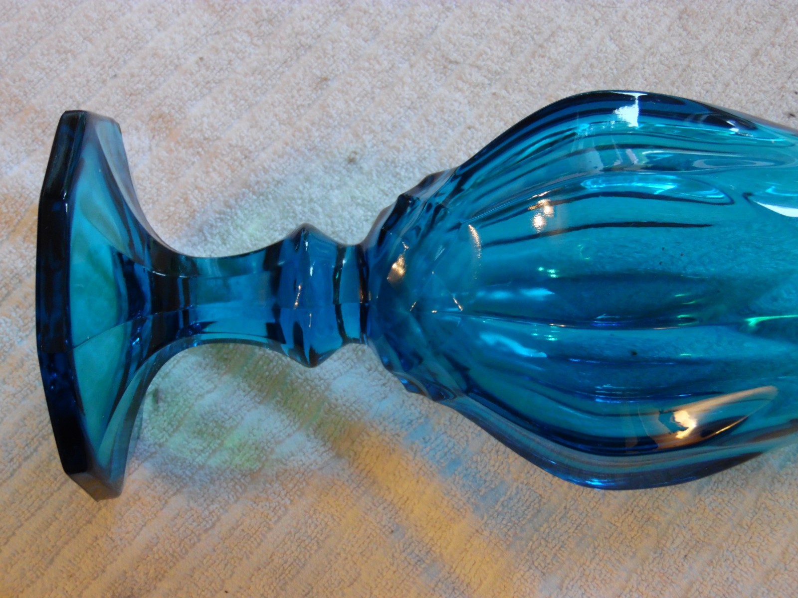 Vintage LE Smith Dominion Blue???? Pedestal Swung Viking Glass Vase Pedals 20.5”