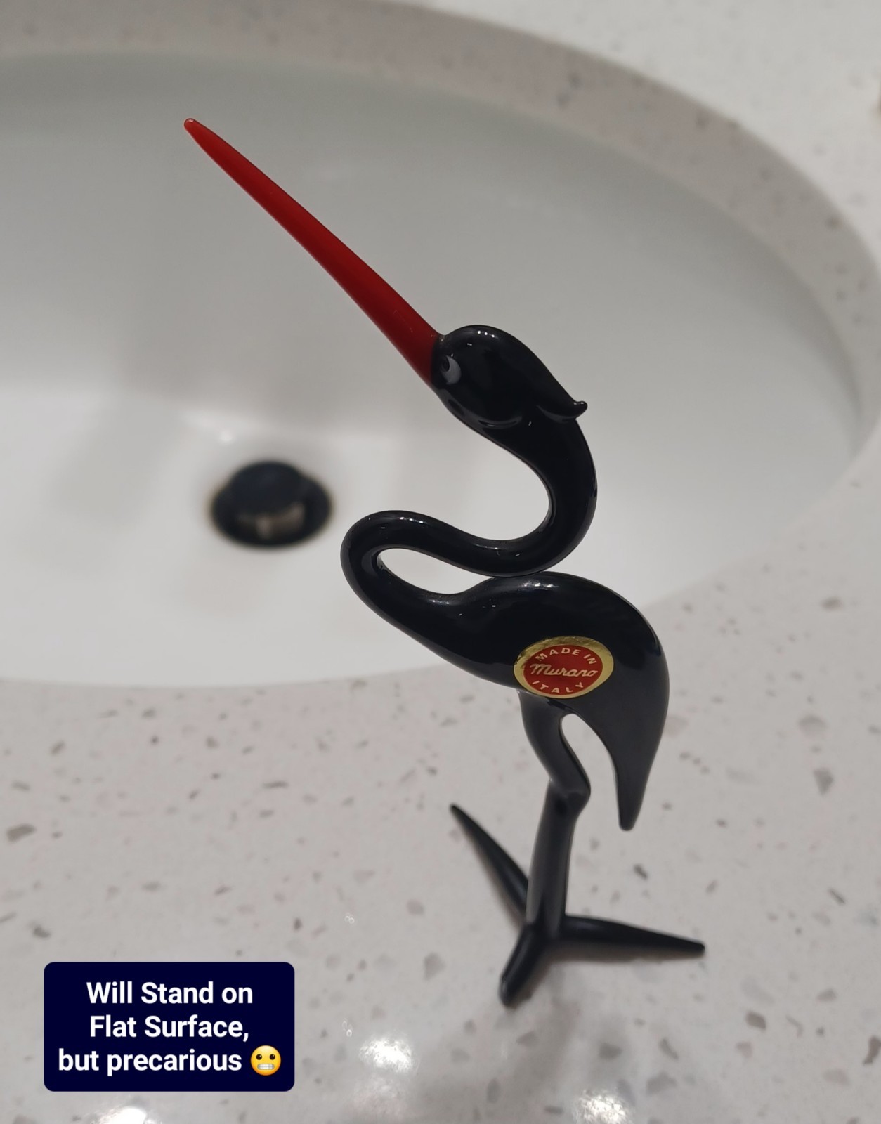 (2) Rare MURANO Glass Cranes, Italian Murano Glass Miniature Figurine Herons 👀