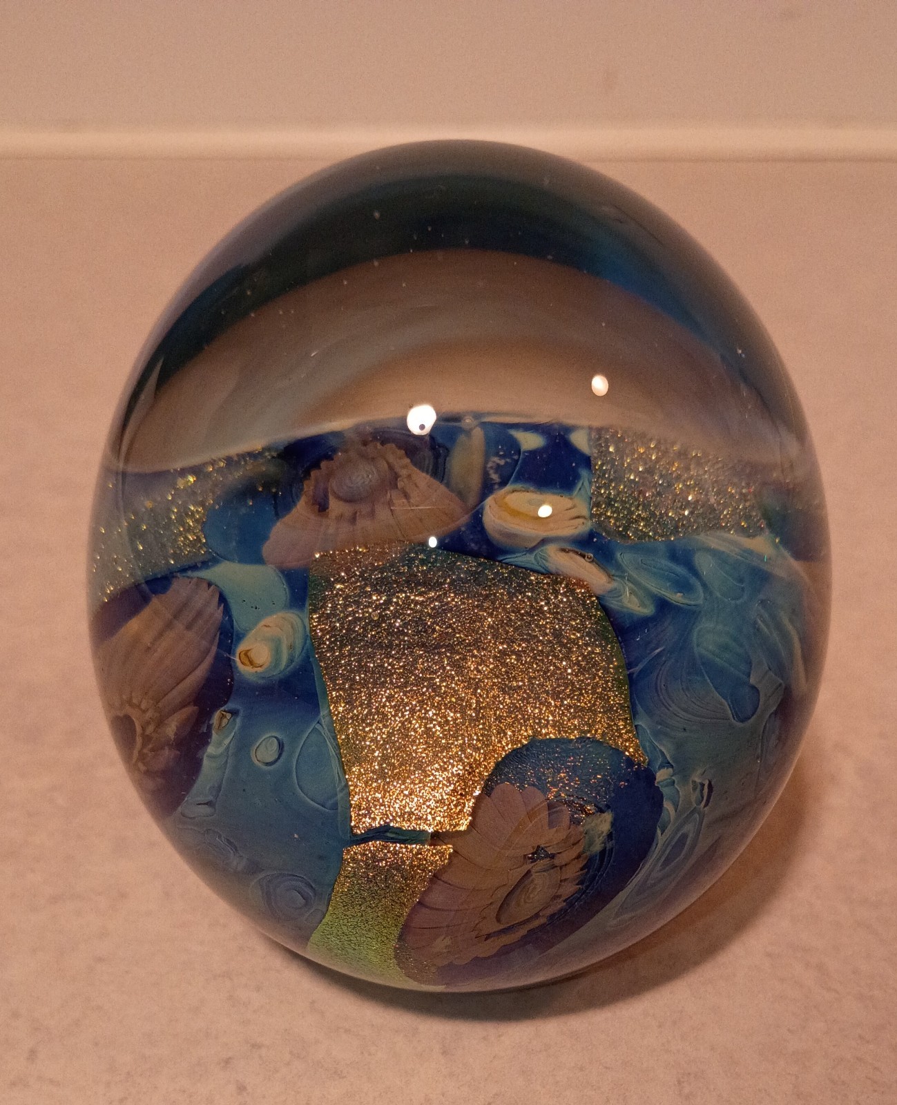 3.25″ 2005 Signed Robert Eickholt Dichroic Sea Flowers Art Glass Paperweight