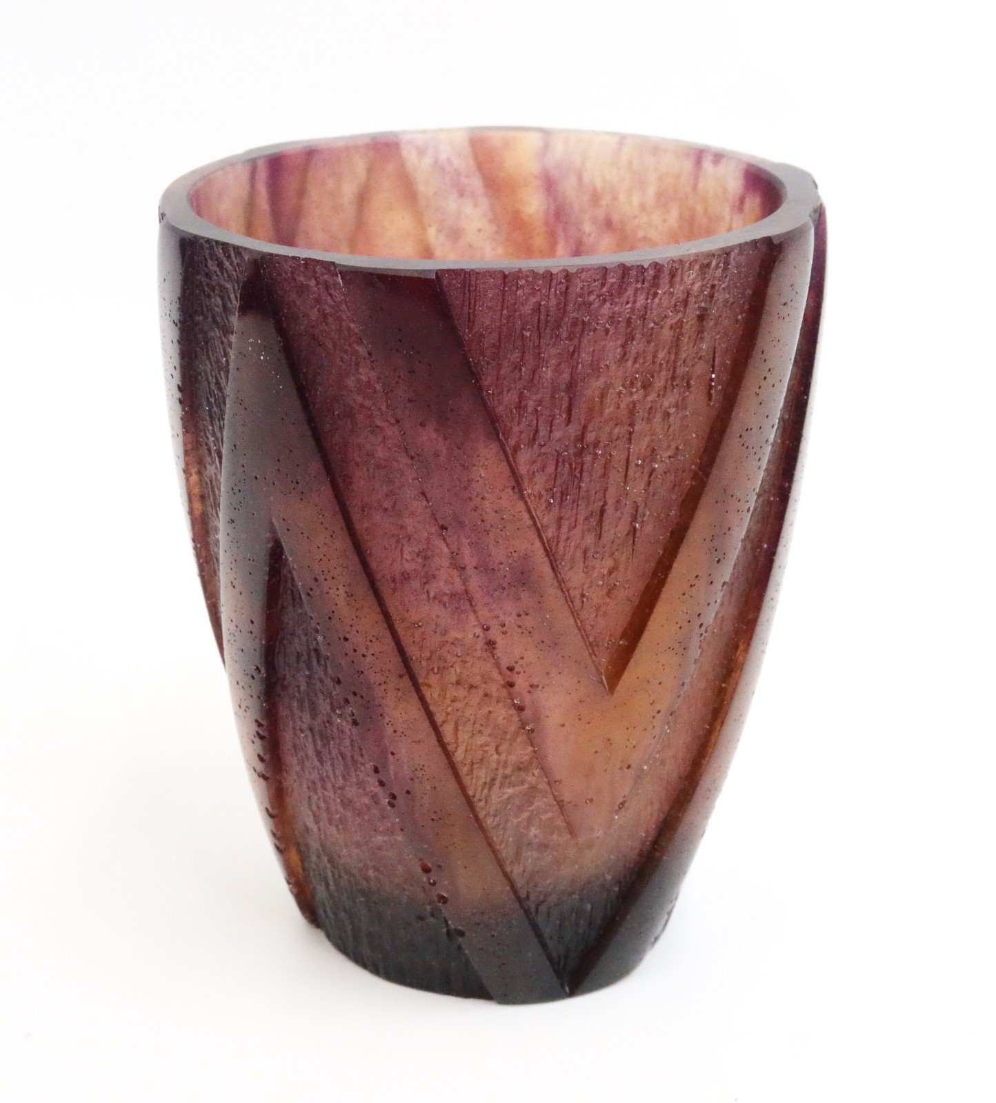 Daum France Pate de Verre Glass Pen Pencil Holder or Vase Portacrayón Rythmes
