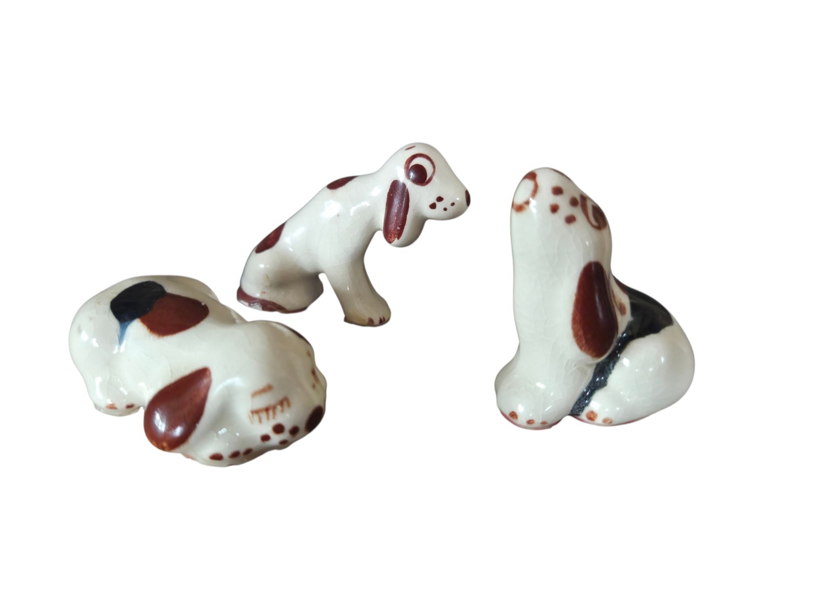 3 Vtg Rio Hondo California Pottery Figurines Hound Dogs MCM Kitschy Decor READ
