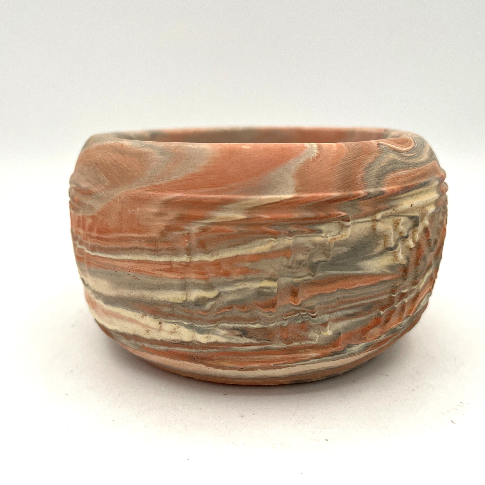 Comanche Native American Pottery Texas Planter Bowl Swirl with Tribal Design