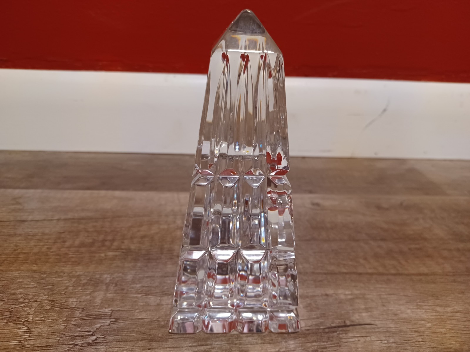 Vintage Y2K 2001 Waterford Crystal Obelisk Pyramid Paperweight/Desk Clock