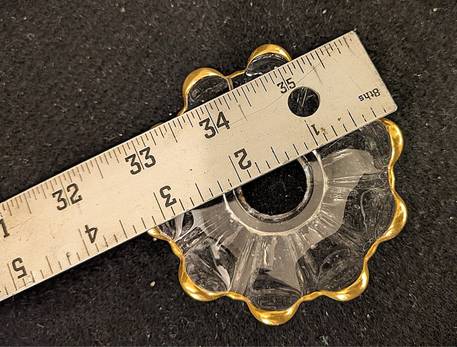 Baccarat Gold Gilt Prisms French Art Glass Chandelier Light Bobeches Set of 7