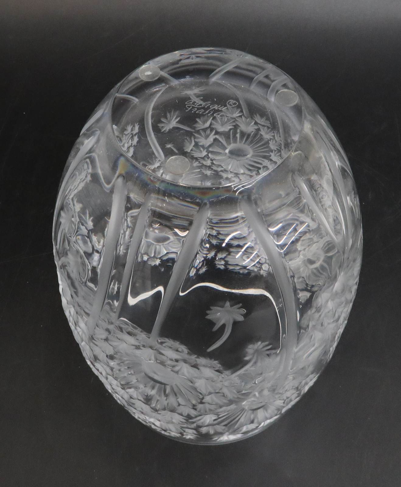Lalique France Crystal Glass Vase in Bucolique Signed